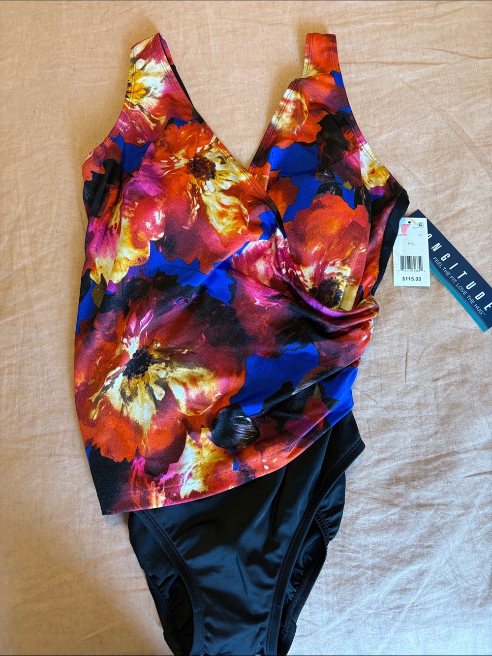 NWT Longitude Floral One-Piece Swimsuit Multi Size 12 and 14 L/XL